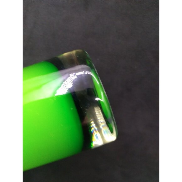 Vtg. Retro Encased Green Scandinavian Style Clear Bottom Bud Vase Almost 7.5" - Picture 9 of 10